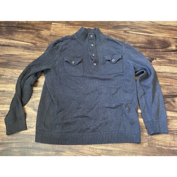 Banana Republic pullover mens sweater adult M chest button Gray - Picture 1 of 8
